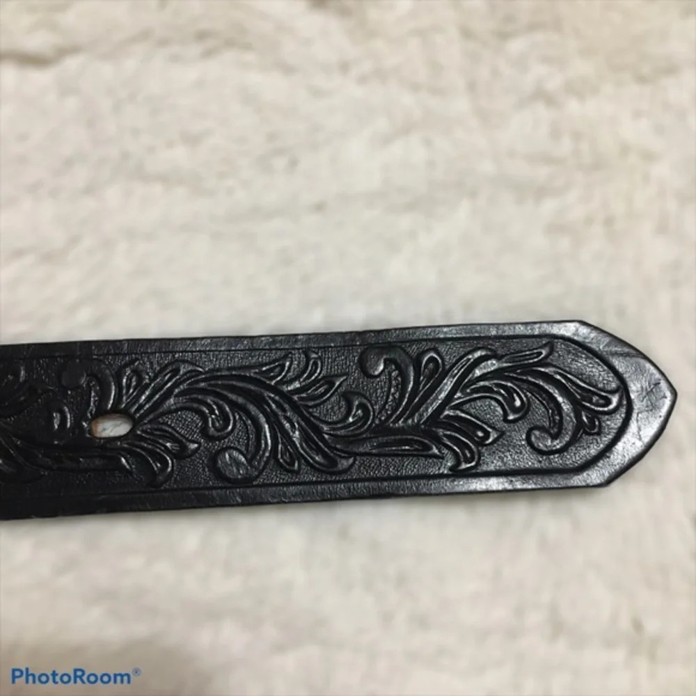 Tony Lama Kids Black Cowboy Buckle Belt Si…